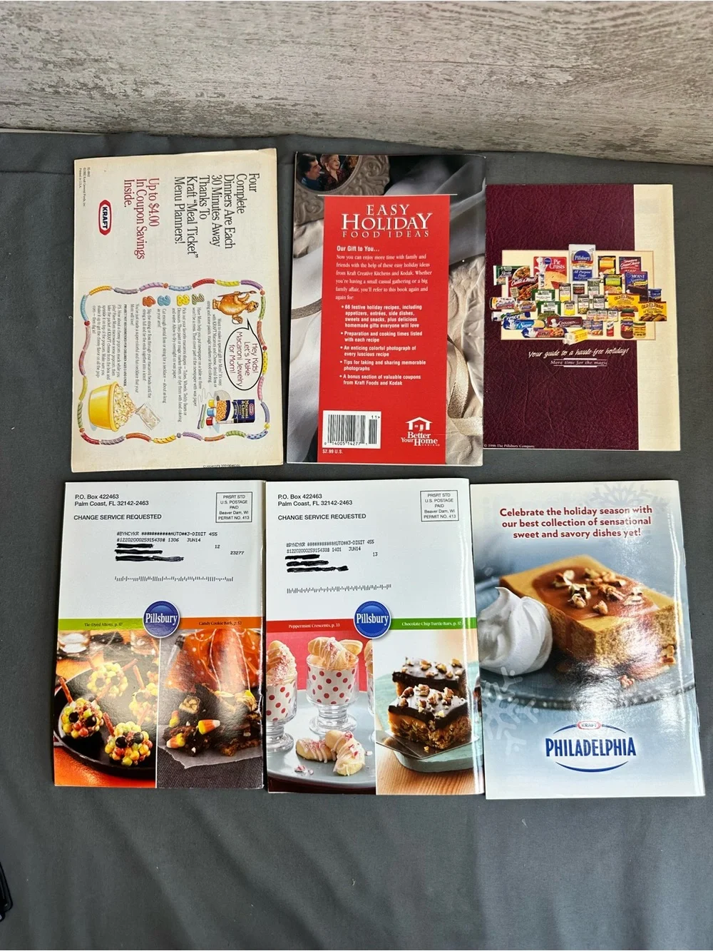 Vintage Holiday Recipe Booklet Lot Kraft Pillsbury Philadelphia Halloween Xmas